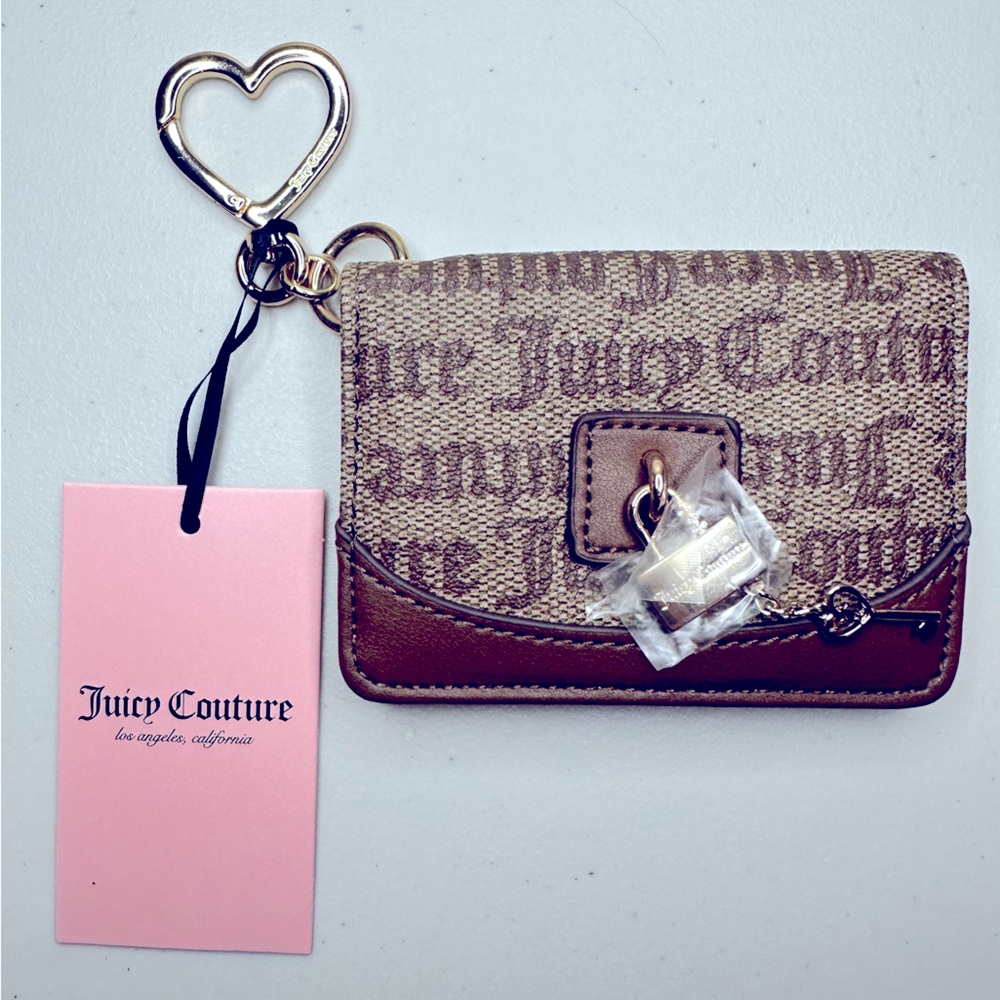 Juicy Couture Beige Brown Logo Wallet with Gold Hardware